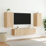 Muebles TV pared con LED 4 pzas madera ingeniería roble Sonoma de , Muebles TV - Ref: Foro24-3216841, Precio: 165,99 €, Descu...