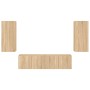 Muebles TV pared con LED 4 pzas madera ingeniería roble Sonoma de , Muebles TV - Ref: Foro24-3216841, Precio: 165,99 €, Descu...