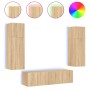 Muebles TV pared con LED 6 pzas madera ingeniería roble Sonoma de , Muebles TV - Ref: Foro24-3216834, Precio: 222,63 €, Descu...