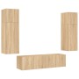 Muebles TV pared con LED 6 pzas madera ingeniería roble Sonoma de , Muebles TV - Ref: Foro24-3216834, Precio: 222,63 €, Descu...