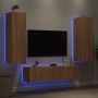 Muebles TV pared con LED 6 pzas madera ingeniería roble Sonoma de , Muebles TV - Ref: Foro24-3216834, Precio: 222,63 €, Descu...