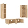 Muebles TV pared con LED 6 pzas madera ingeniería roble Sonoma de , Muebles TV - Ref: Foro24-3216834, Precio: 222,63 €, Descu...