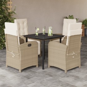 Set comedor de jardín 5 pzas con cojines ratán sintético beige en Conjuntos de jardín | Comprar online en Foru.es