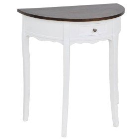 Mesa consola semicircular con cajón blanca y superficie marrón en Mesas auxiliares | Comprar online en Foru.es