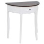 Mesa consola semicircular con cajón blanca y superficie marrón en Mesas auxiliares | Comprar online en Foru.es