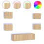 Muebles TV pared con LED 6 pzas madera ingeniería roble Sonoma de , Muebles TV - Ref: Foro24-3216855, Precio: 182,48 €, Descu...