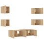 Muebles TV pared con LED 6 pzas madera ingeniería roble Sonoma de , Muebles TV - Ref: Foro24-3216855, Precio: 182,48 €, Descu...