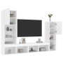 Muebles de TV de pared con LED 4 pzas madera ingeniería blanco de , Muebles TV - Ref: Foro24-3216654, Precio: 198,17 €, Descu...