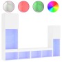 Muebles de TV de pared con LED 4 pzas madera ingeniería blanco de , Muebles TV - Ref: Foro24-3216654, Precio: 198,17 €, Descu...