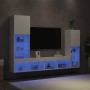 Muebles de TV de pared con LED 4 pzas madera ingeniería blanco de , Muebles TV - Ref: Foro24-3216654, Precio: 198,17 €, Descu...