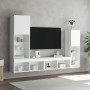 Muebles de TV de pared con LED 4 pzas madera ingeniería blanco de , Muebles TV - Ref: Foro24-3216654, Precio: 198,17 €, Descu...
