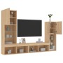 Muebles TV pared con LED 4 pzas madera ingeniería roble Sonoma de , Muebles TV - Ref: Foro24-3216656, Precio: 172,68 €, Descu...