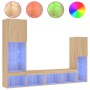 Muebles TV pared con LED 4 pzas madera ingeniería roble Sonoma de , Muebles TV - Ref: Foro24-3216656, Precio: 172,68 €, Descu...