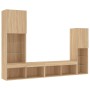 Muebles TV pared con LED 4 pzas madera ingeniería roble Sonoma de , Muebles TV - Ref: Foro24-3216656, Precio: 172,68 €, Descu...
