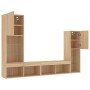 Muebles TV pared con LED 4 pzas madera ingeniería roble Sonoma de , Muebles TV - Ref: Foro24-3216656, Precio: 172,68 €, Descu...