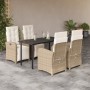 Set comedor de jardín 5 pzas con cojines ratán sintético beige en Conjuntos de jardín | Comprar online en Foru.es