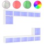 Muebles de TV de pared con LED 8 pzas madera ingeniería blanco de , Muebles TV - Ref: Foro24-3216668, Precio: 221,58 €, Descu...