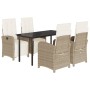 Set comedor de jardín 5 pzas con cojines ratán sintético beige en Conjuntos de jardín | Comprar online en Foru.es