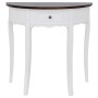 Mesa consola semicircular con cajón blanca y superficie marrón en Mesas auxiliares | Comprar online en Foru.es