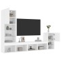 Muebles de TV de pared con LED 4 pzas madera ingeniería blanco de , Muebles TV - Ref: Foro24-3216661, Precio: 173,64 €, Descu...