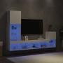 Muebles de TV de pared con LED 4 pzas madera ingeniería blanco de , Muebles TV - Ref: Foro24-3216661, Precio: 173,64 €, Descu...