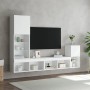 Muebles de TV de pared con LED 4 pzas madera ingeniería blanco de , Muebles TV - Ref: Foro24-3216661, Precio: 173,64 €, Descu...