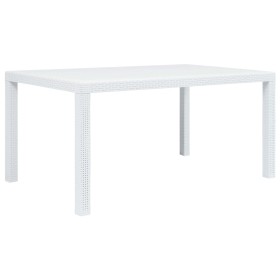Mesa de jardín plástico aspecto de ratán blanco 150x90x72 cm de vidaXL, Mesas de jardín - Ref: Foro24-45604, Precio: 150,86 €...