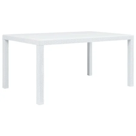 Mesa de jardín plástico aspecto de ratán blanco 150x90x72 cm de vidaXL, Mesas de jardín - Ref: Foro24-45604, Precio: 165,62 €...