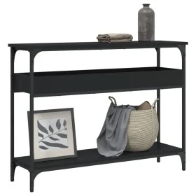 Mesa consola con estante madera ingeniería negra 100x29x75 cm de , Mesas auxiliares - Ref: Foro24-837717, Precio: 58,50 €, De...
