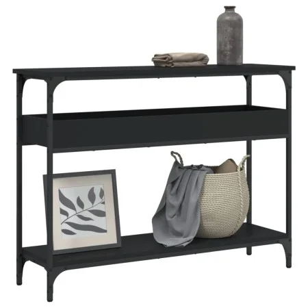 Mesa consola con estante madera ingeniería negra 100x29x75 cm de , Mesas auxiliares - Ref: Foro24-837717, Precio: 58,50 €, De...