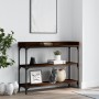 Mesa consola con estantes roble marrón 100x30x80 cm de , Mesas auxiliares - Ref: Foro24-837811, Precio: 49,37 €, Descuento: %