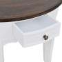 Mesa consola semicircular con cajón blanca y superficie marrón en Mesas auxiliares | Comprar online en Foru.es