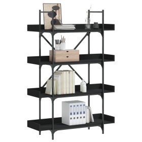 Librería de 4 estantes madera ingeniería negro 100x33x145,5 cm de , Librerías y estanterías - Ref: Foro24-837692, Precio: 74,...