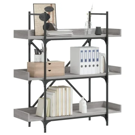 Librería de 3 estantes madera gris Sonoma 100x33x108,5 cm de , Librerías y estanterías - Ref: Foro24-837690, Precio: 65,72 €,...