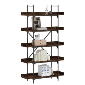 Librería de 5 estantes madera ingeniería roble ahumado de , Librerías y estanterías - Ref: Foro24-837699, Precio: 97,22 €, De...