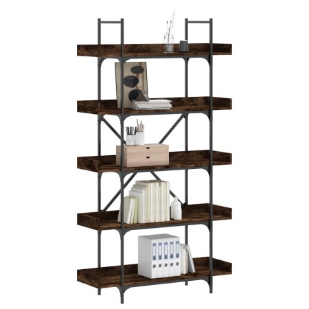 Librería de 5 estantes madera ingeniería roble ahumado de , Librerías y estanterías - Ref: Foro24-837699, Precio: 97,22 €, De...