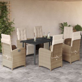 Set comedor de jardín 7 pzas con cojines ratán sintético beige en Conjuntos de jardín | Comprar online en Foru.es