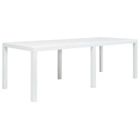 Mesa de jardín aspecto de ratán plástico blanca 220x90x72 cm de vidaXL, Mesas de jardín - Ref: Foro24-45607, Precio: 185,07 €...