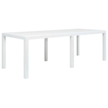 Mesa de jardín aspecto de ratán plástico blanca 220x90x72 cm de vidaXL, Mesas de jardín - Ref: Foro24-45607, Precio: 185,07 €...