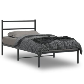 Estructura de cama con cabecero metal negro 100x200 cm de , Camas y somieres - Ref: Foro24-355360, Precio: 62,05 €, Descuento: %