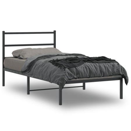 Estructura de cama con cabecero metal negro 100x200 cm de , Camas y somieres - Ref: Foro24-355360, Precio: 62,05 €, Descuento: %