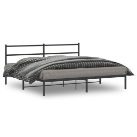 Estructura de cama con cabecero metal negro 180x200 cm de , Camas y somieres - Ref: Foro24-355369, Precio: 105,31 €, Descuent...