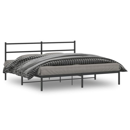 Estructura de cama con cabecero metal negro 180x200 cm de , Camas y somieres - Ref: Foro24-355369, Precio: 105,31 €, Descuent...