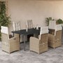 Set comedor de jardín 7 pzas con cojines ratán sintético beige en Conjuntos de jardín | Comprar online en Foru.es