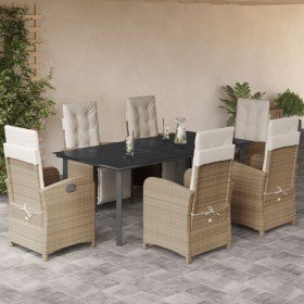 Set comedor de jardín 7 pzas con cojines ratán sintético beige en Conjuntos de jardín | Comprar online en Foru.es
