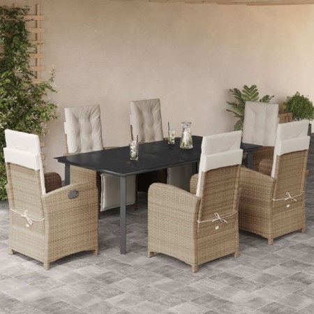 Set comedor de jardín 7 pzas con cojines ratán sintético beige en Conjuntos de jardín | Comprar online en Foru.es