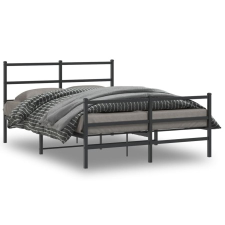 Estructura de cama con cabecero y estribo metal negro 140x190cm de , Camas y somieres - Ref: Foro24-355383, Precio: 88,06 €, ...