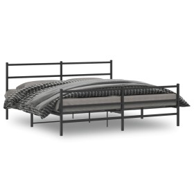 Estructura de cama con cabecero y estribo metal negro 183x213cm de , Camas y somieres - Ref: Foro24-355388, Precio: 109,52 €,...