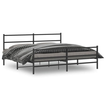 Estructura de cama con cabecero y estribo metal negro 183x213cm de , Camas y somieres - Ref: Foro24-355388, Precio: 109,52 €,...