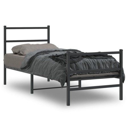 Estructura de cama con cabecero y estribo metal negro 80x200 cm de , Camas y somieres - Ref: Foro24-355374, Precio: 70,51 €, ...